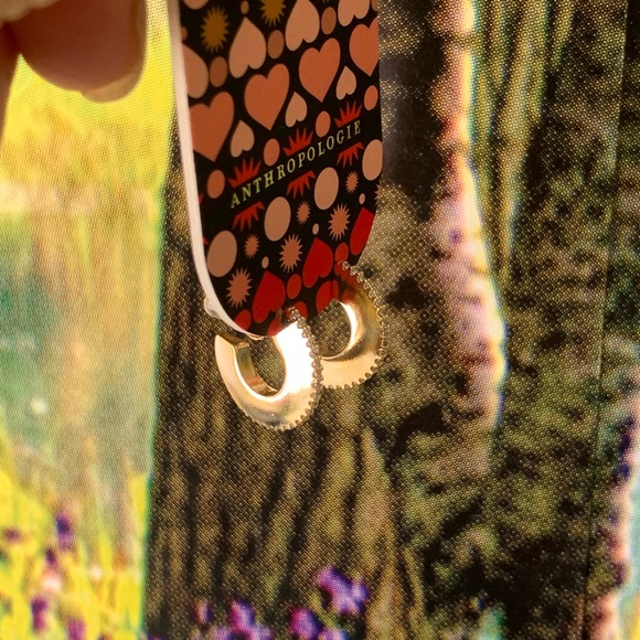 Anthropologie Ridged crystal huggie hoop earring - Picture 11 of 16